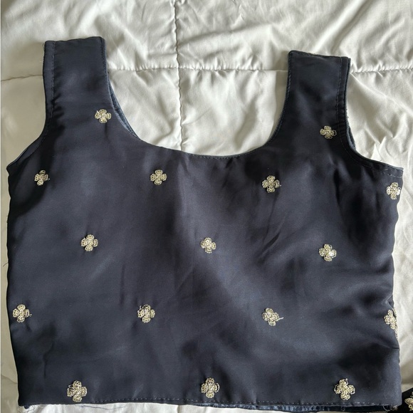 Stunning Navy Blue and silver Lehenga - Size S top & adjustable bottom Lengha - Picture 4 of 10